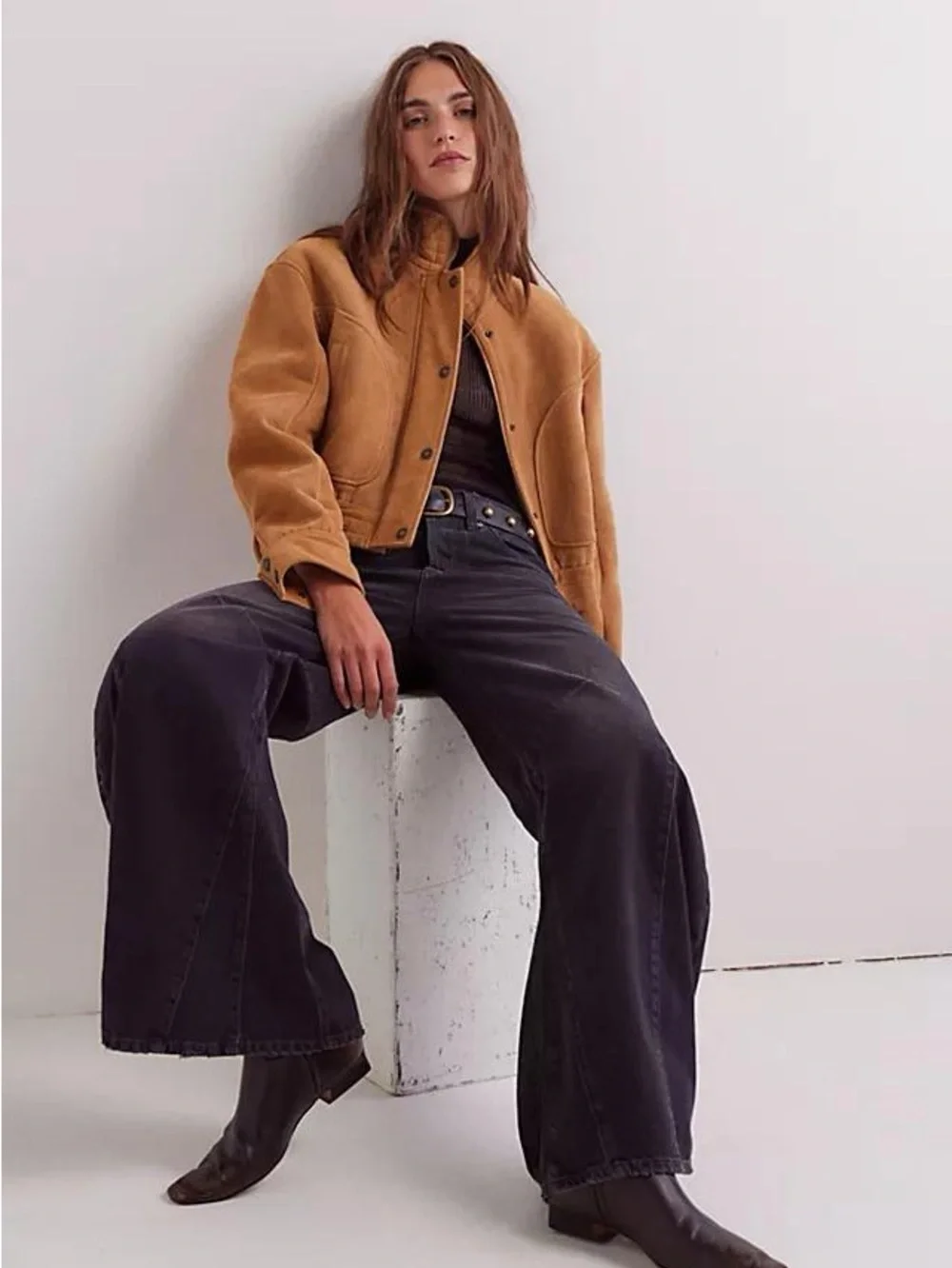 We The Free Gray Wide-Leg Eden Slouchy Jeans